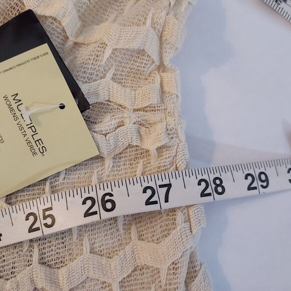 Multiples Cardigan Womens Plus Size 3X Sheer Beige Button Front Asymmetrical NWT - Picture 10 of 12